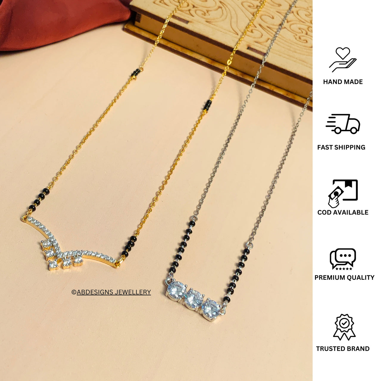 Sparkling Gold Plated American Diamond Mangalsutra Combo