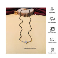 Thumbnail for Elegant Gold Plated V-Shape American Diamond Flower Mangalsutra - Abdesignsjewellery