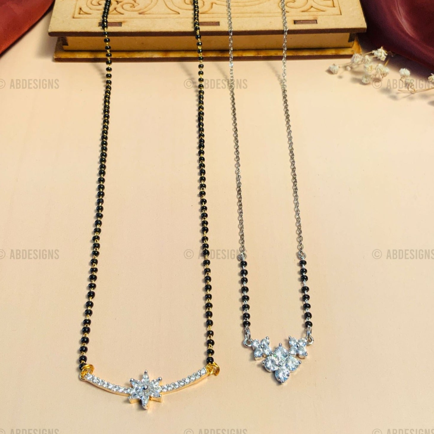 Alluring Gold Plated American Diamond Mangalsutra Combo - Abdesignsjewellery