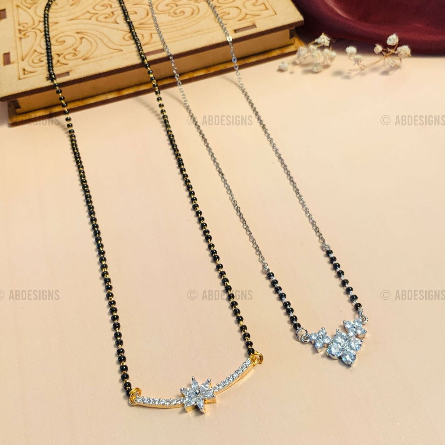 Alluring Gold Plated American Diamond Mangalsutra Combo - Abdesignsjewellery