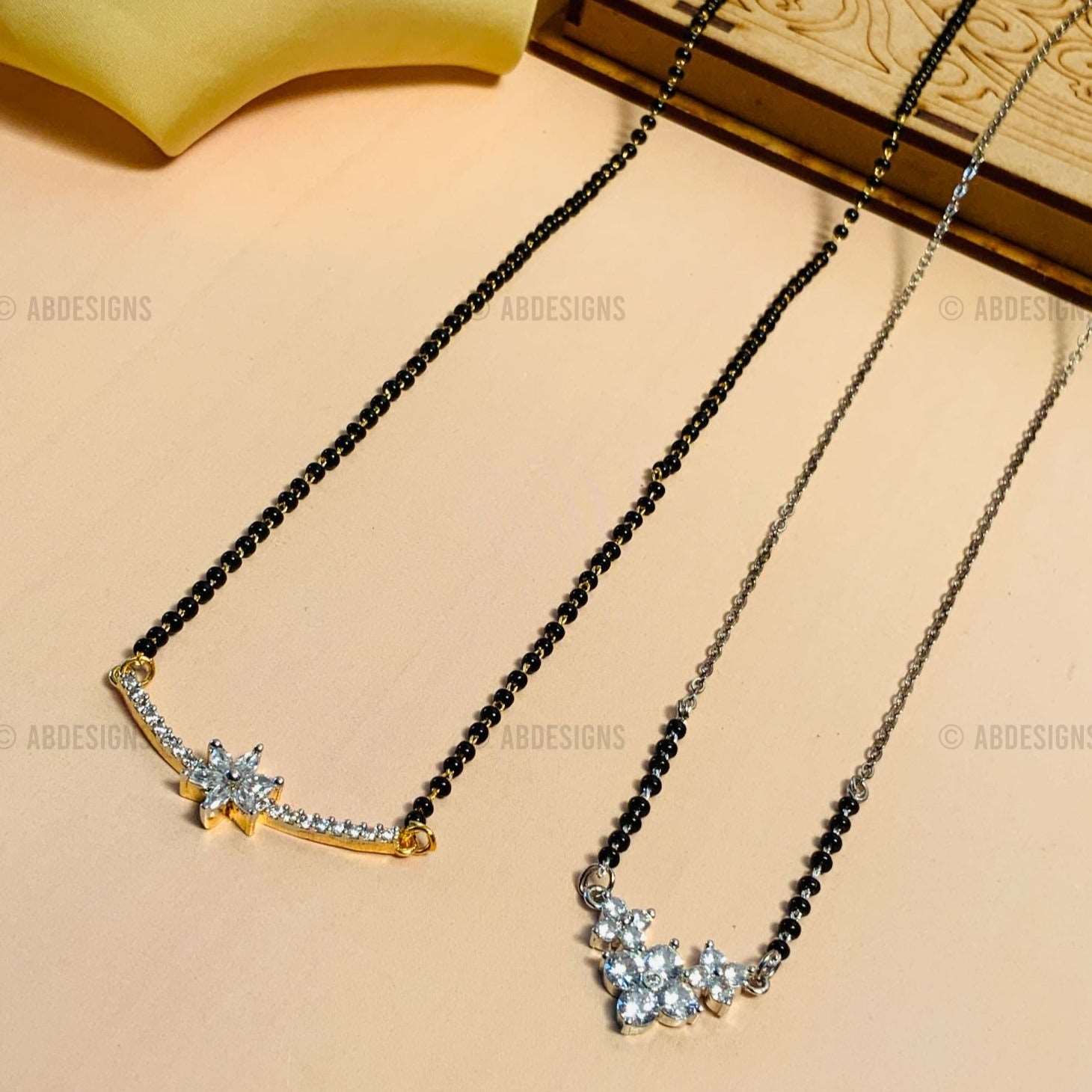 Alluring Gold Plated American Diamond Mangalsutra Combo - Abdesignsjewellery
