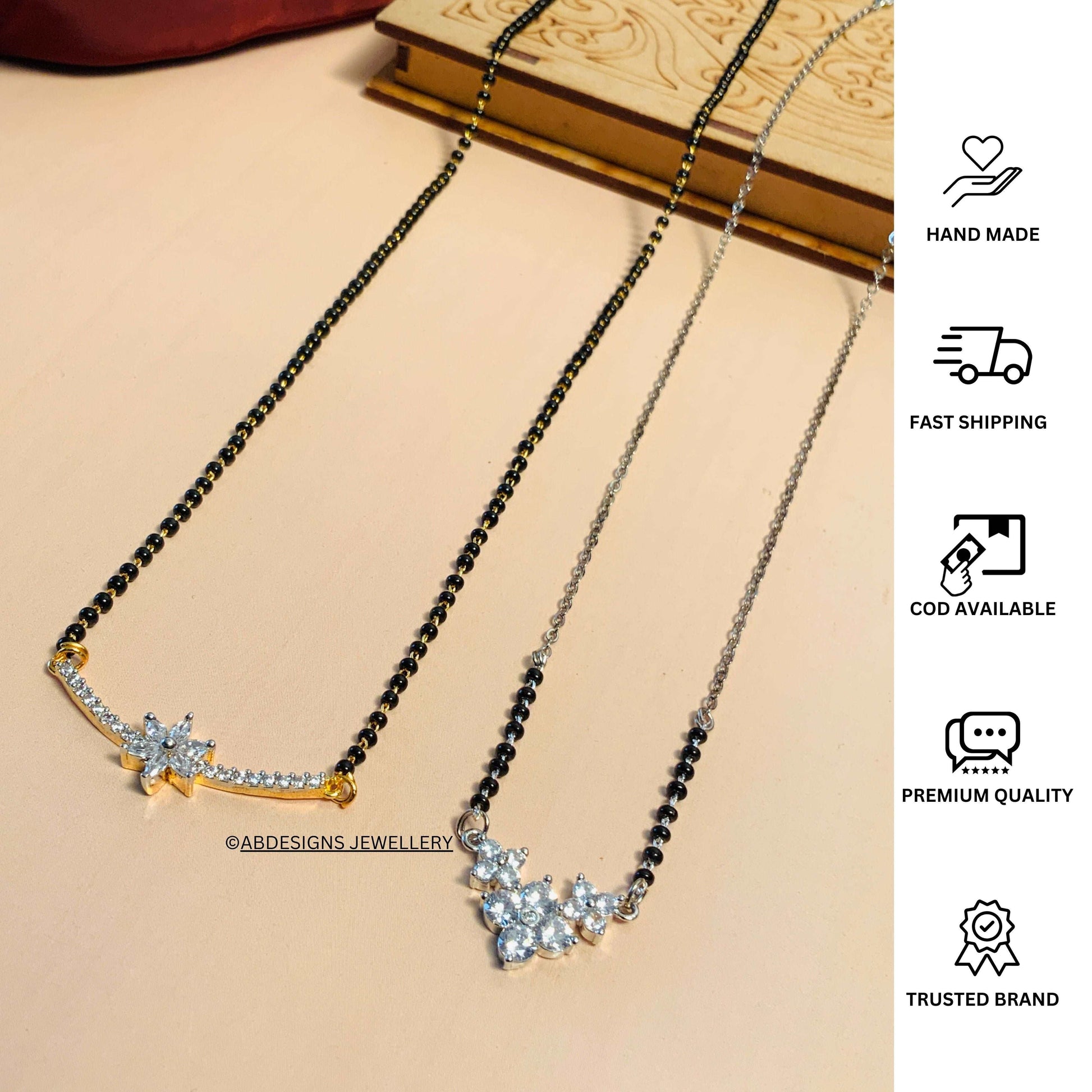 Alluring Gold Plated American Diamond Mangalsutra Combo - Abdesignsjewellery