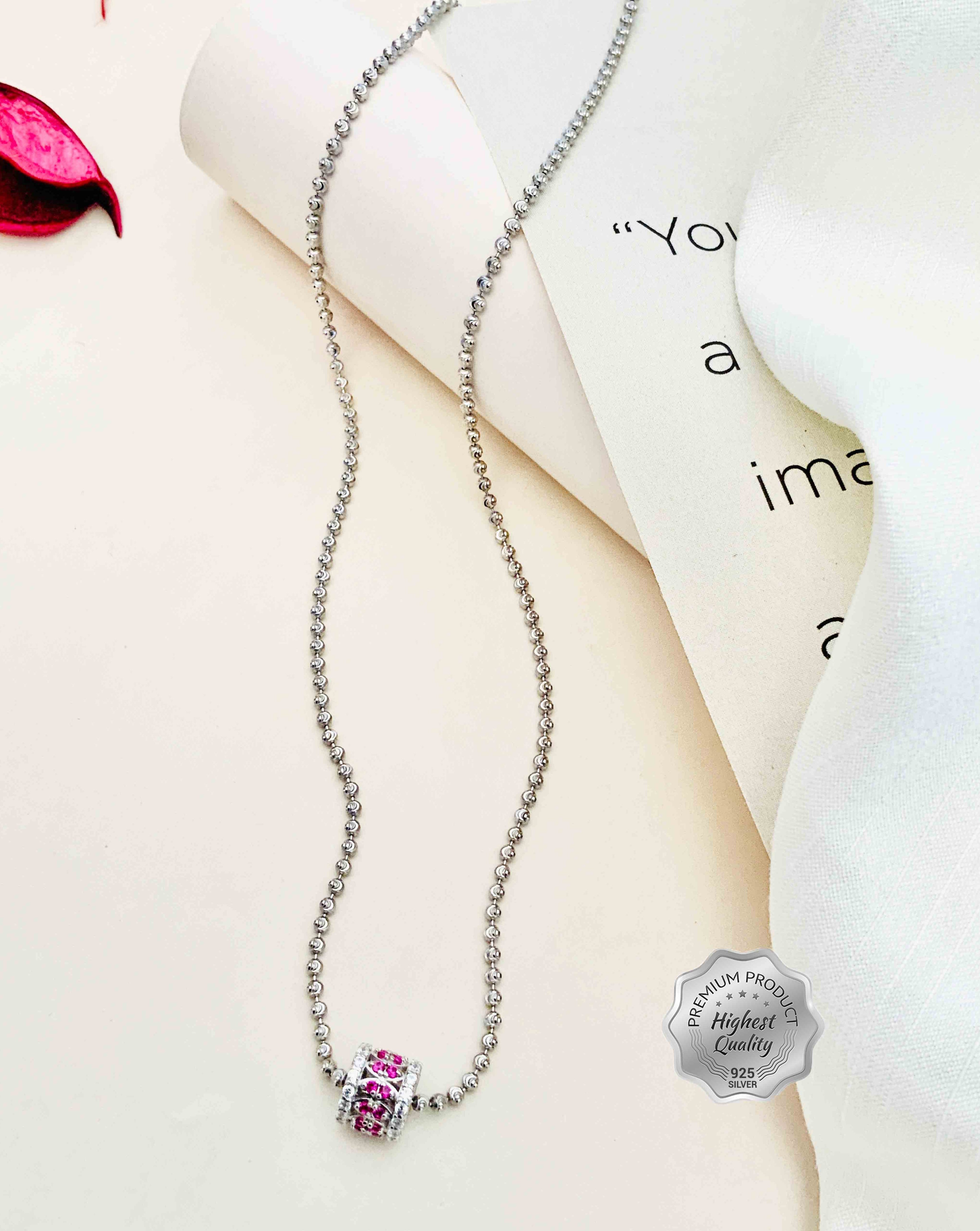 925 Fine Silver Ball Diamond Pendant
