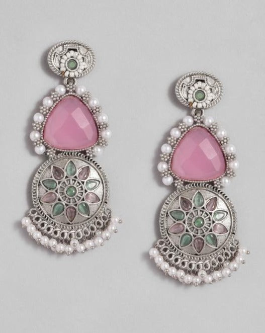 Stunning Baby Pink German Silver Earrings