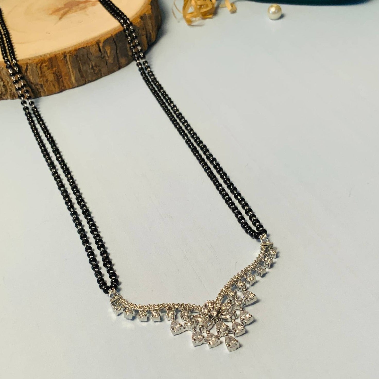 Enchanting Floral Silver Plated Mangalsutra - Abdesignsjewellery
