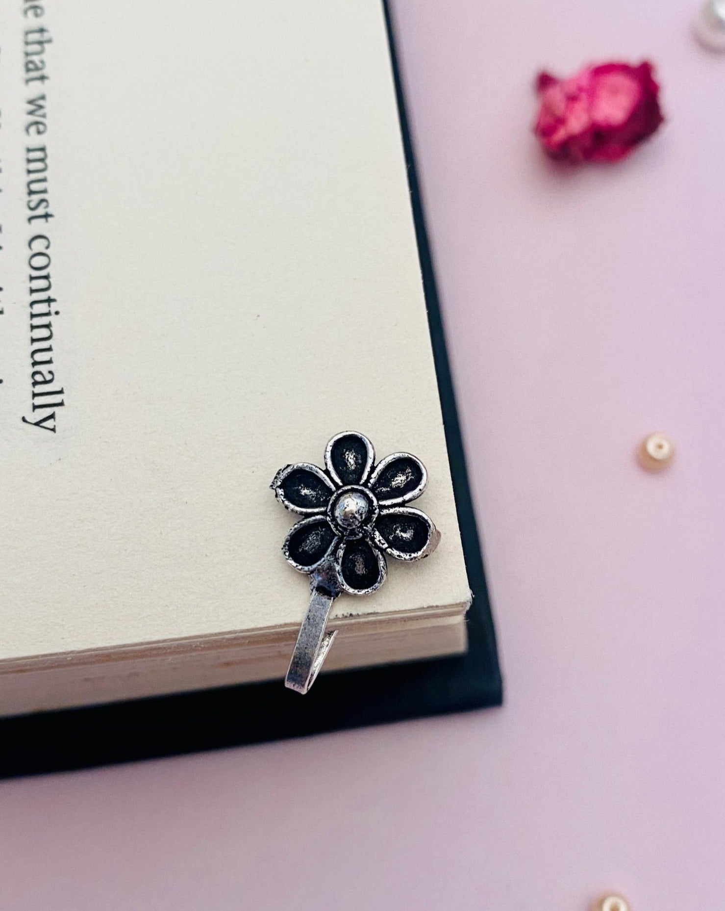 Oxidised German Silver Nose Pin