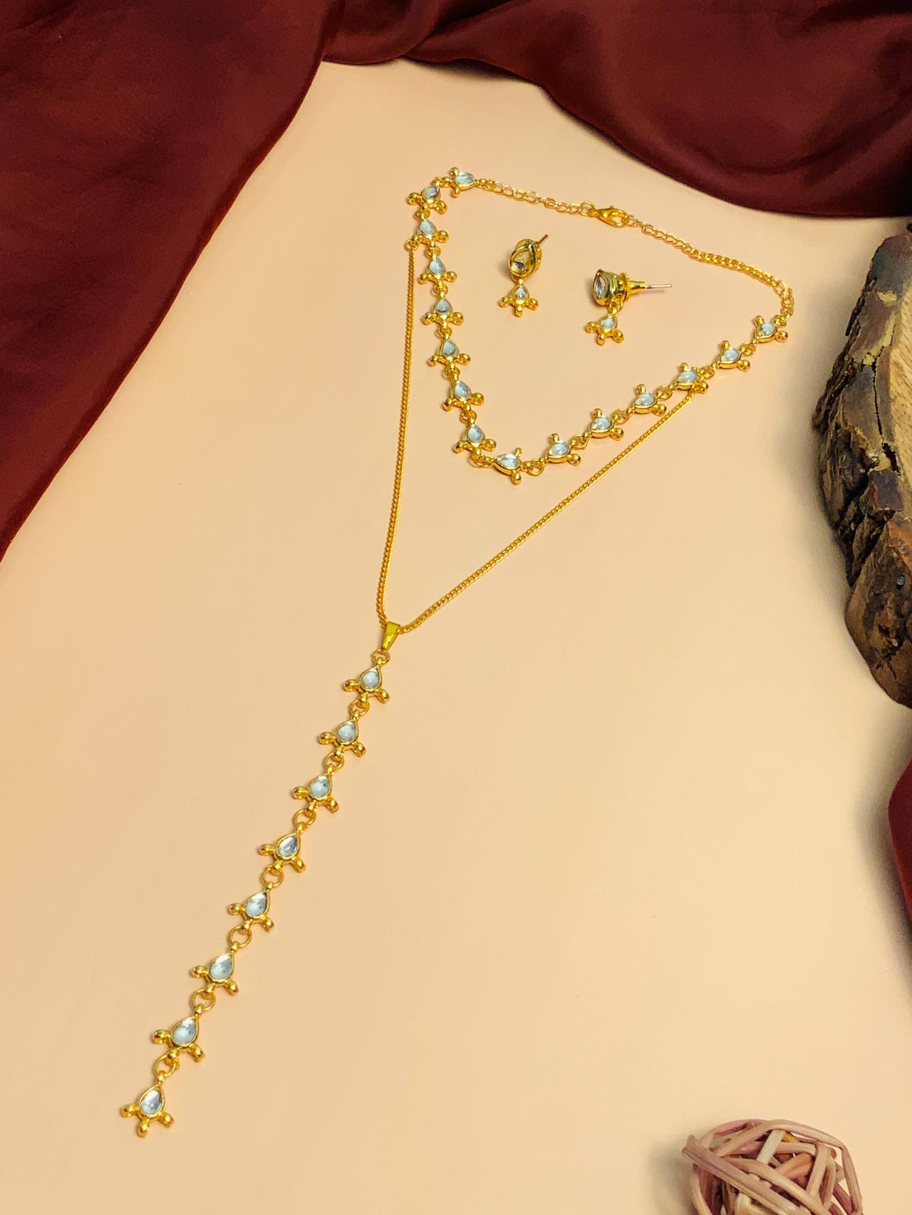 Beautiful Long Double Layered Kundan Gold Plated Necklace - Abdesignsjewellery