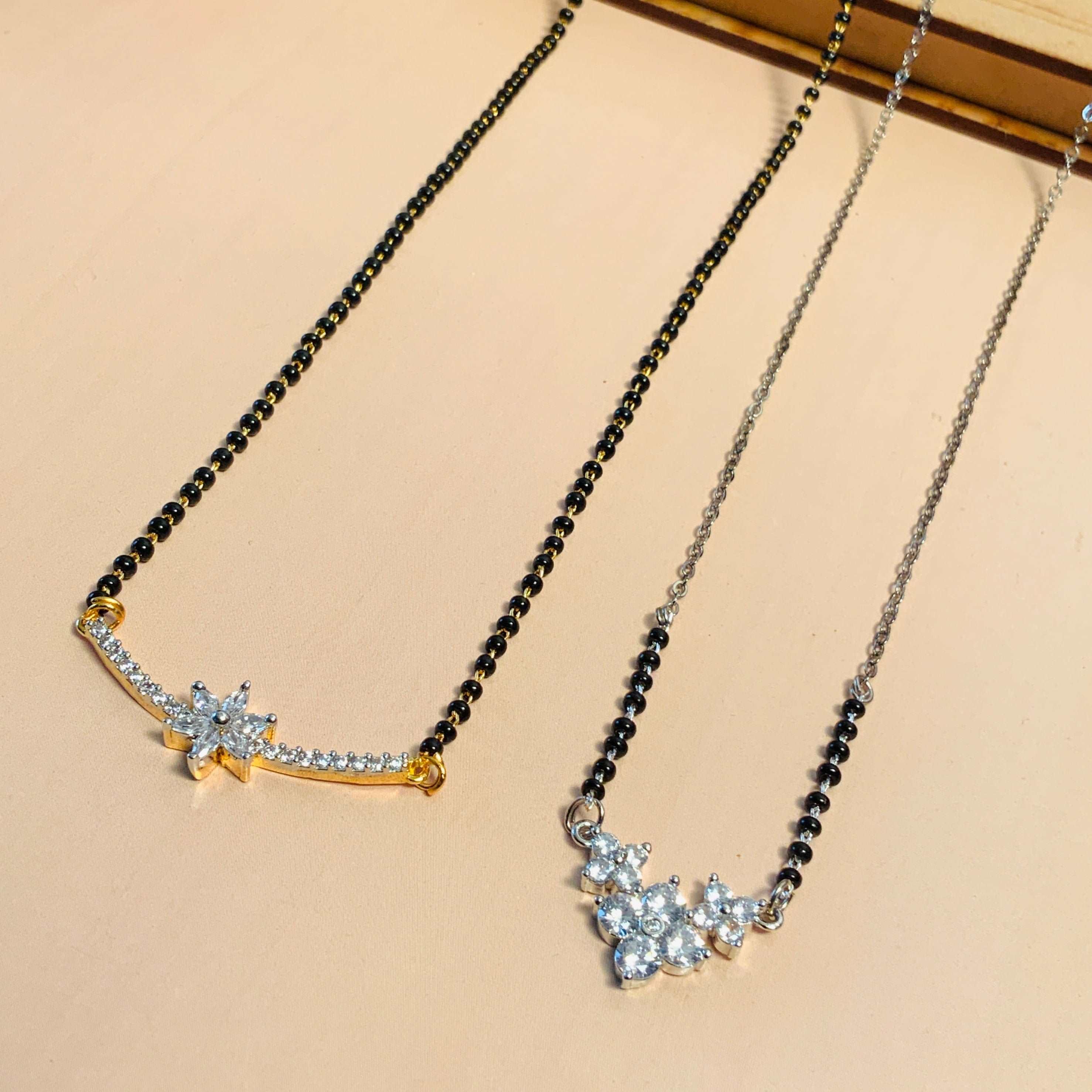 Alluring Gold Plated American Diamond Mangalsutra Combo - Abdesignsjewellery