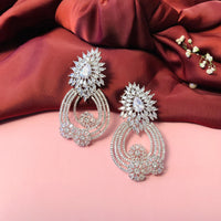 Thumbnail for Pleasing Party Wear Silver Plated American Diamond Dangler Earrings