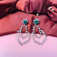 Thumbnail for Classic Emerald And CZ Studded Danglers - Abdesignsjewellery