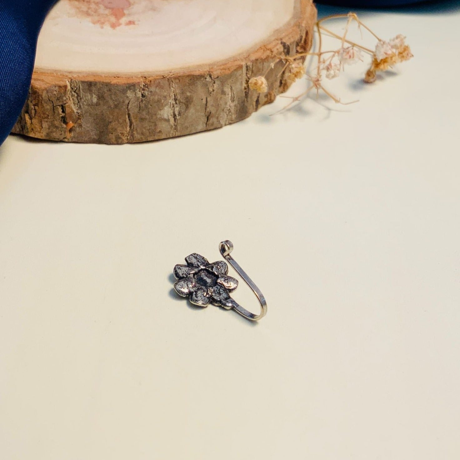 German Silver Floral NosePin - Abdesignsjewellery