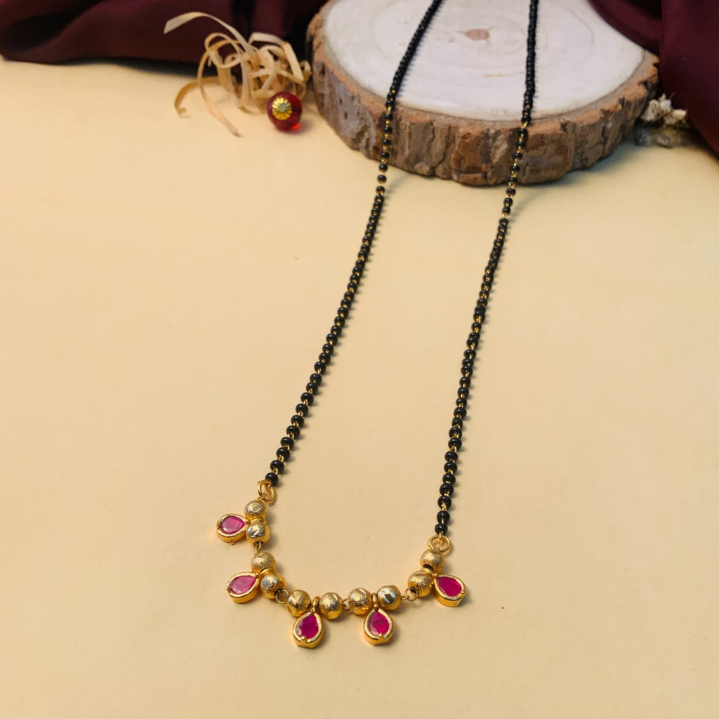 Dazzling Gold Plated Pearl Drop Mangalsutra - Abdesignsjewellery