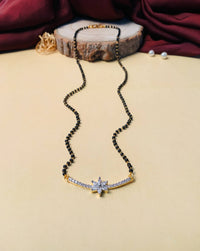 Thumbnail for Elegant Gold Plated V-Shape American Diamond Flower Mangalsutra - Abdesignsjewellery