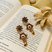 Thumbnail for Enchanting Antique Golden Plated Matt Finish Necklace Set - Abdesignsjewellery