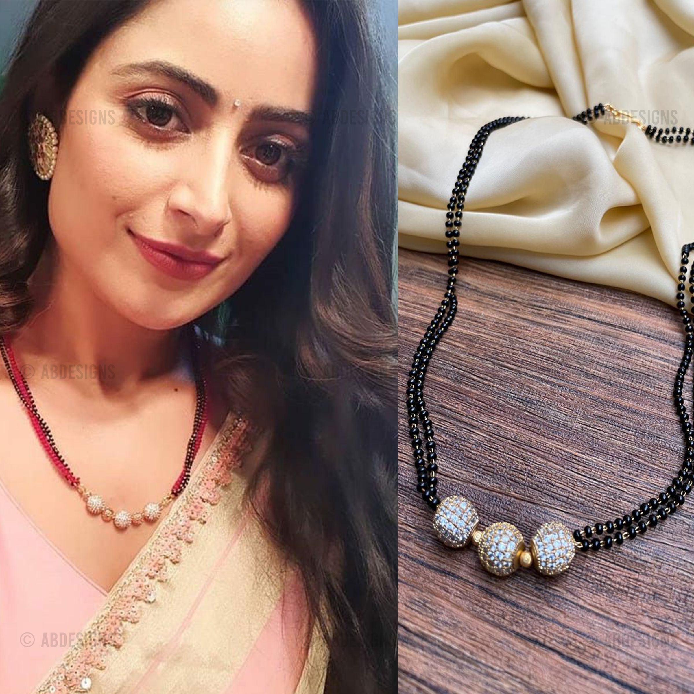 Pakhi Inspired Sleek Antique Golden Ball Mangalsutra