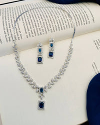 Thumbnail for Silver Plated American Diamond Necklace Set