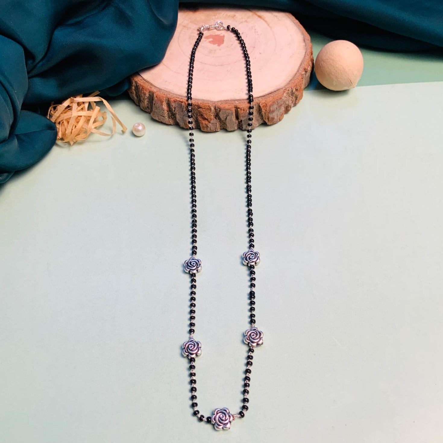 Eye-catching Silver Plated Rose Managalsutra - Abdesignsjewellery