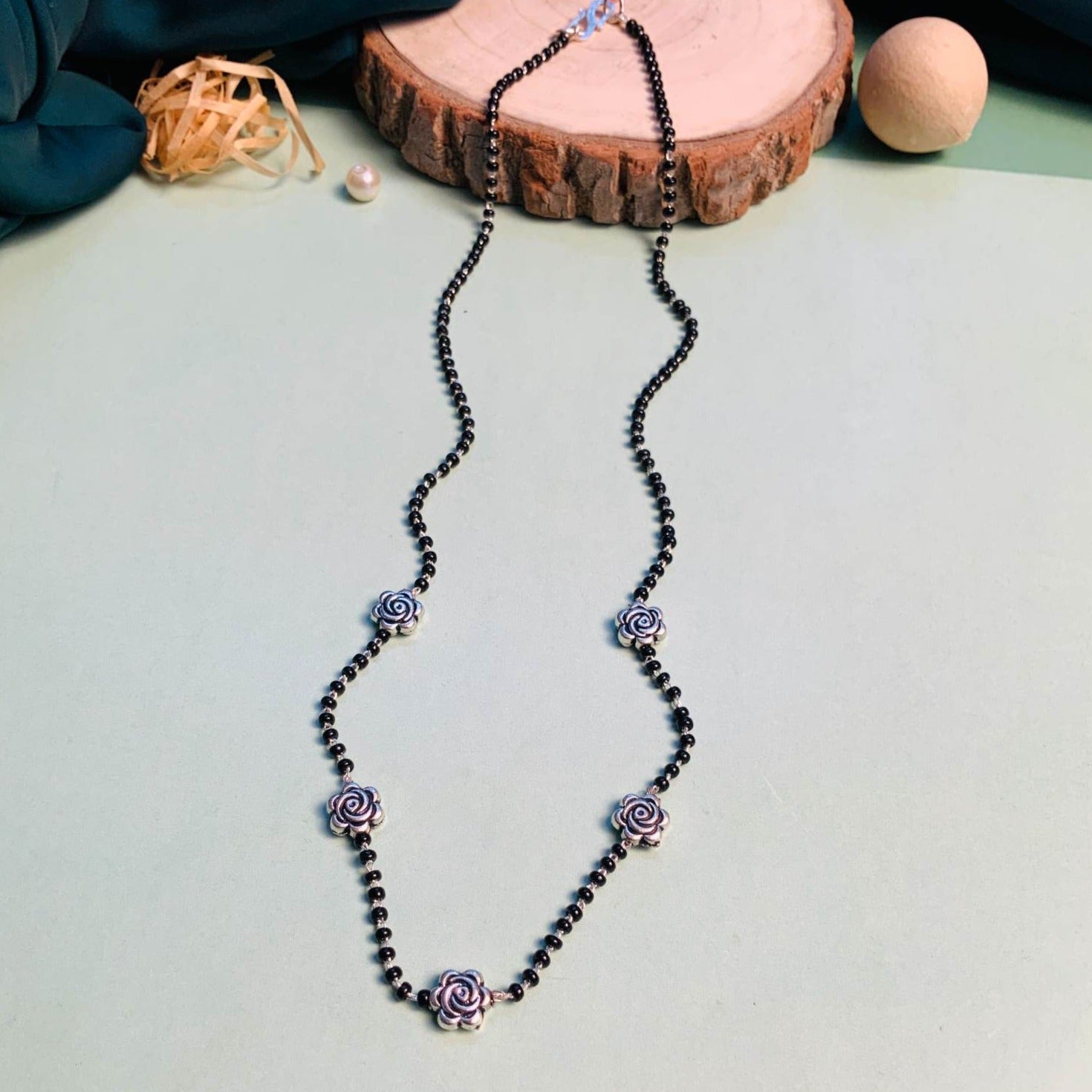 Eye-catching Silver Plated Rose Managalsutra - Abdesignsjewellery