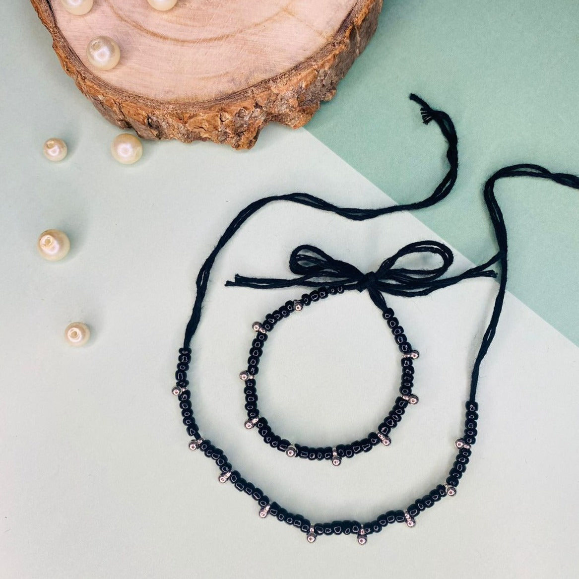 Ghungroo Thread Blackbead Nazaria Bracelet For Kids - Abdesignsjewellery