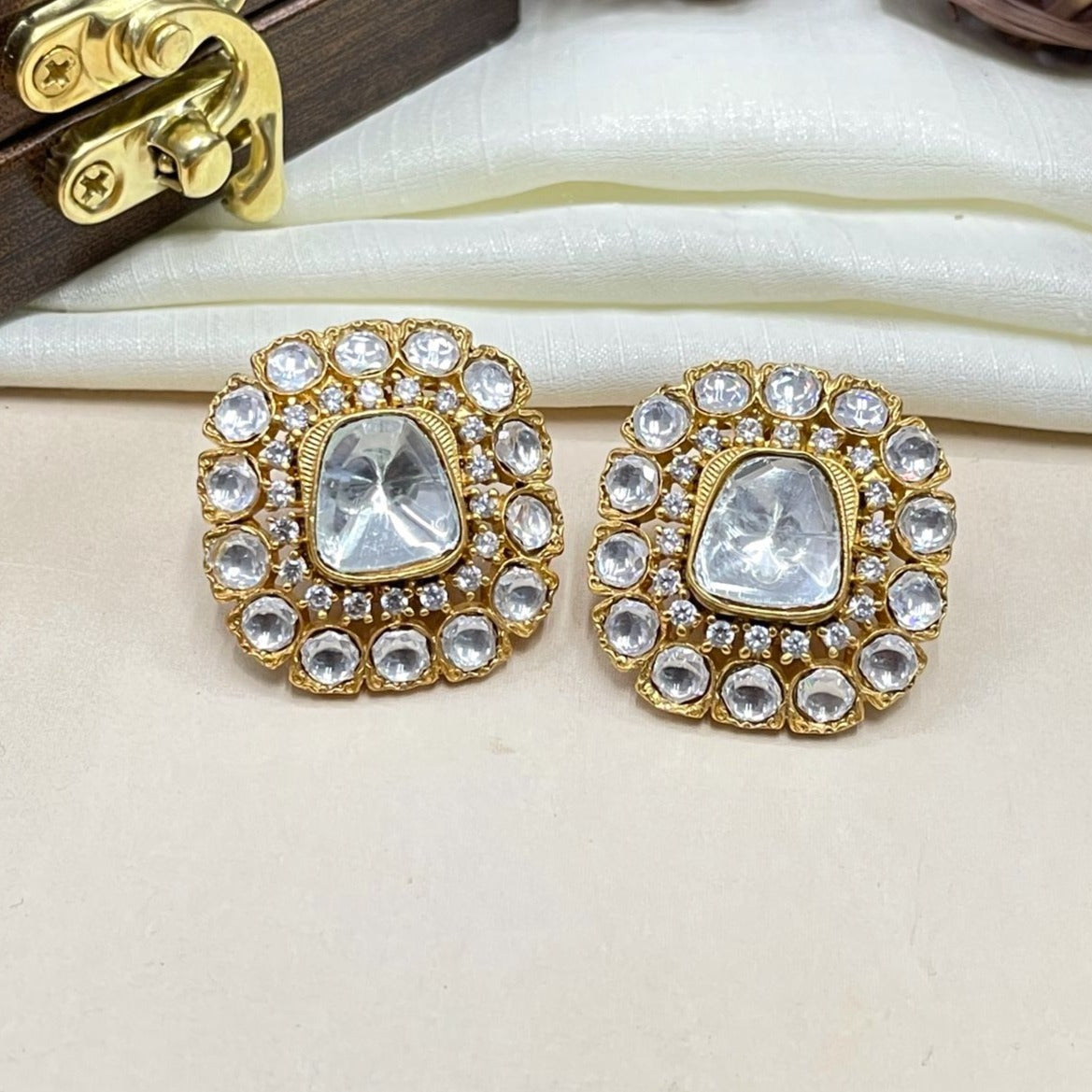 Exclusive Uncut Kundan Polki Studs - Abdesignsjewellery