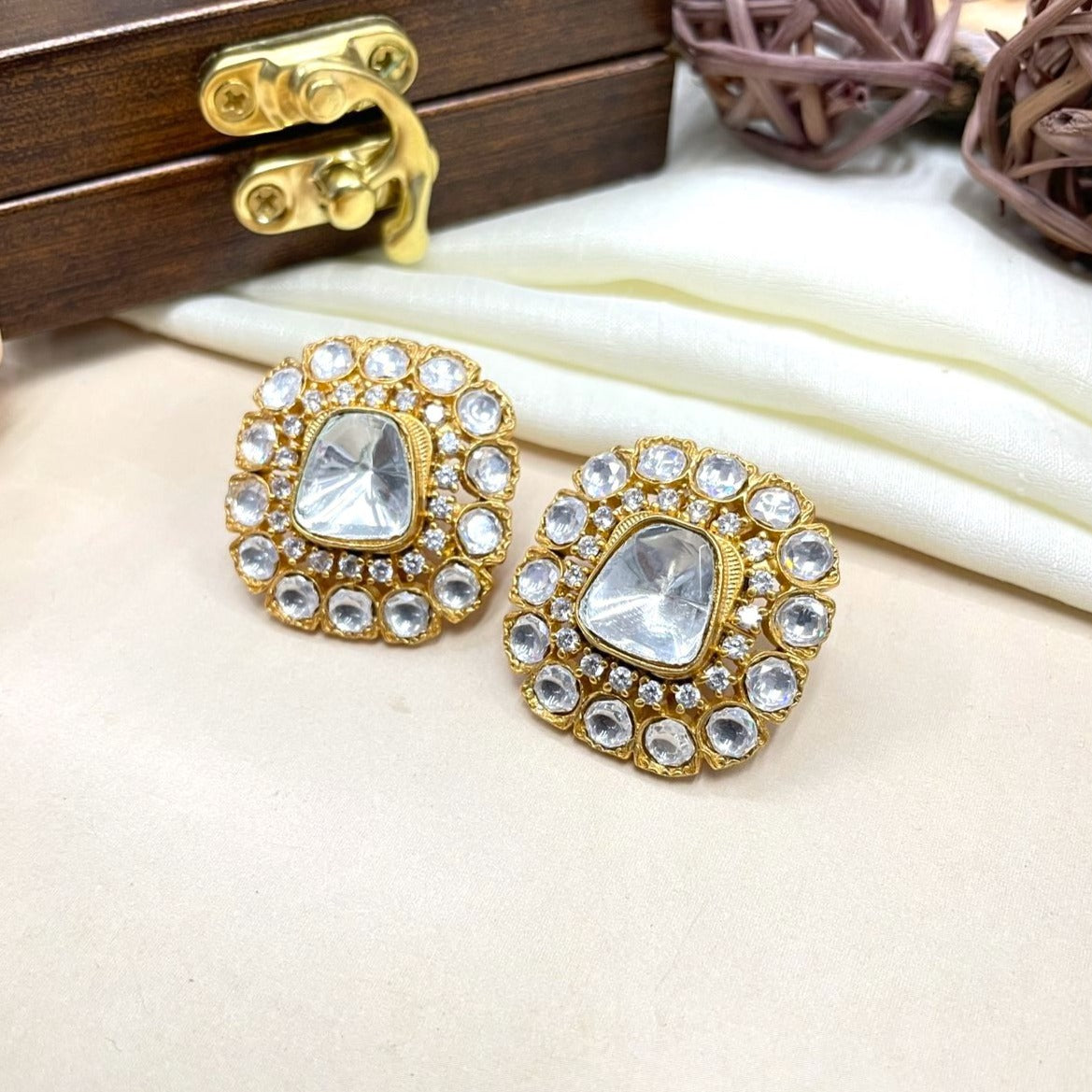 Exclusive Uncut Kundan Polki Studs - Abdesignsjewellery