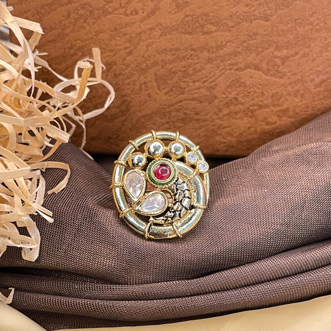 Antique Round Shape Golden Ring - Abdesignsjewellery