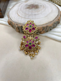 Thumbnail for High Quality Antique Cluster Style Kemp Stone Saree Pin - Abdesignsjewellery