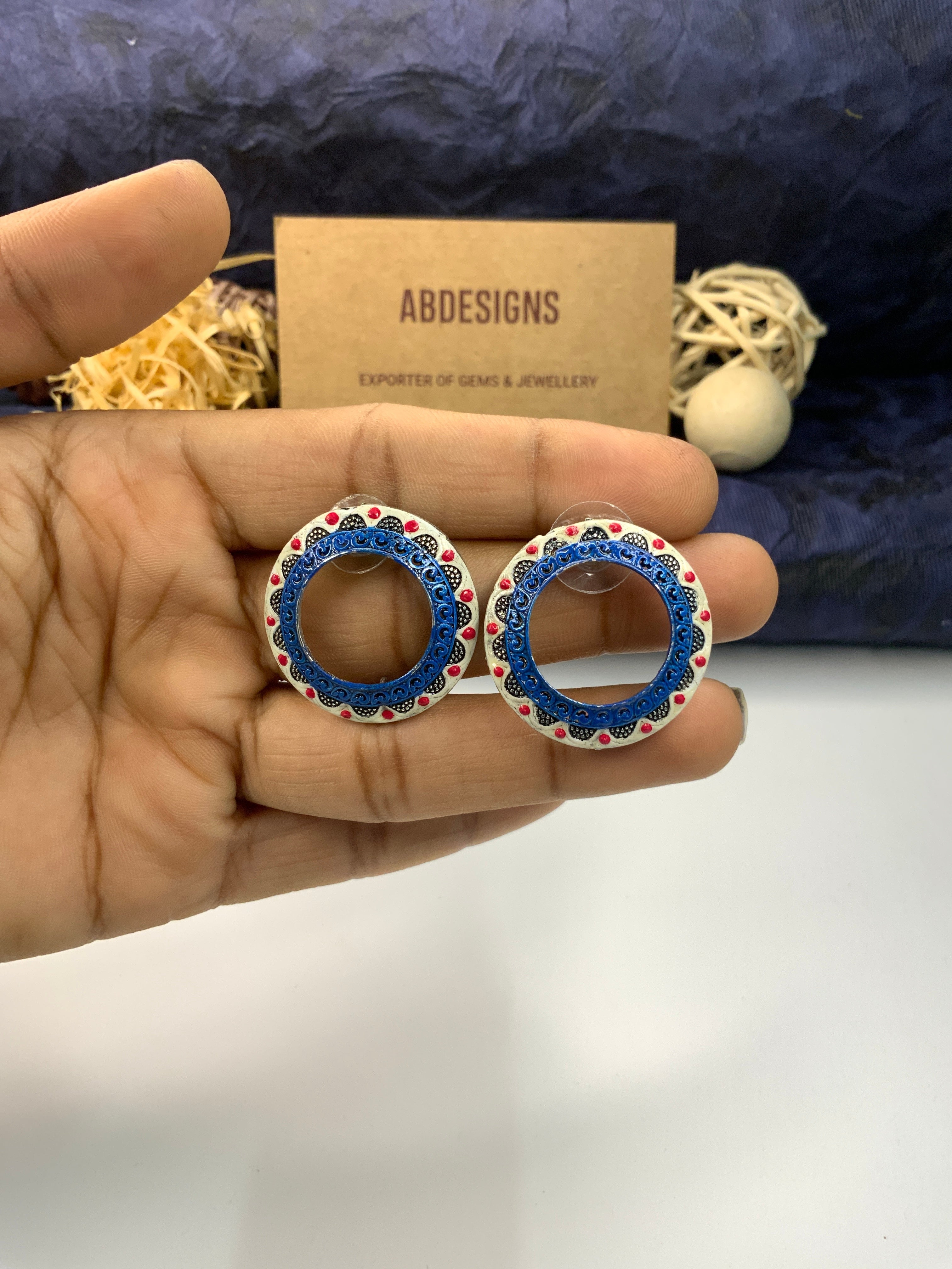 Fusion Blue Flower Ring Earring - Abdesignsjewellery