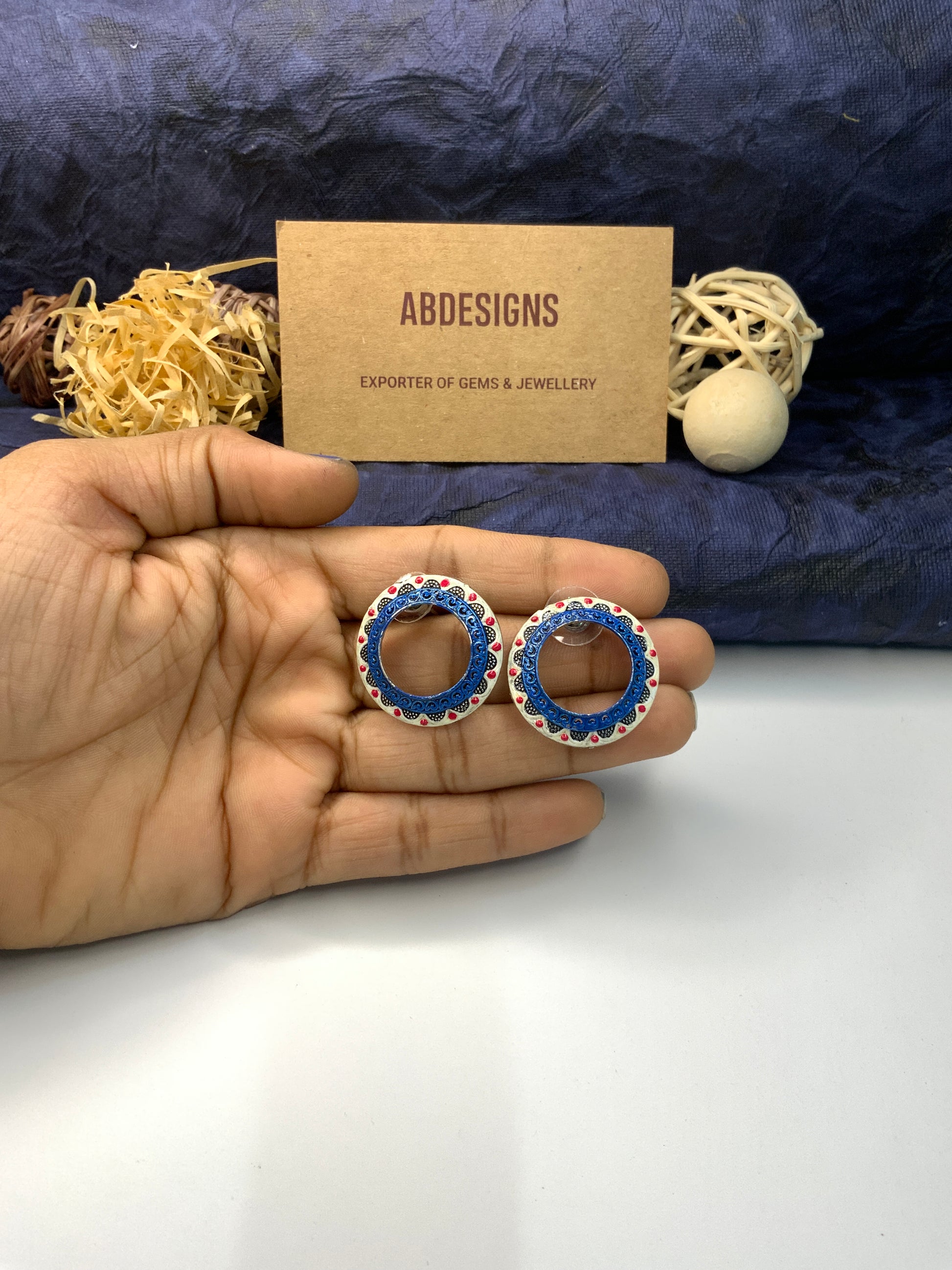 Fusion Blue Flower Ring Earring - Abdesignsjewellery