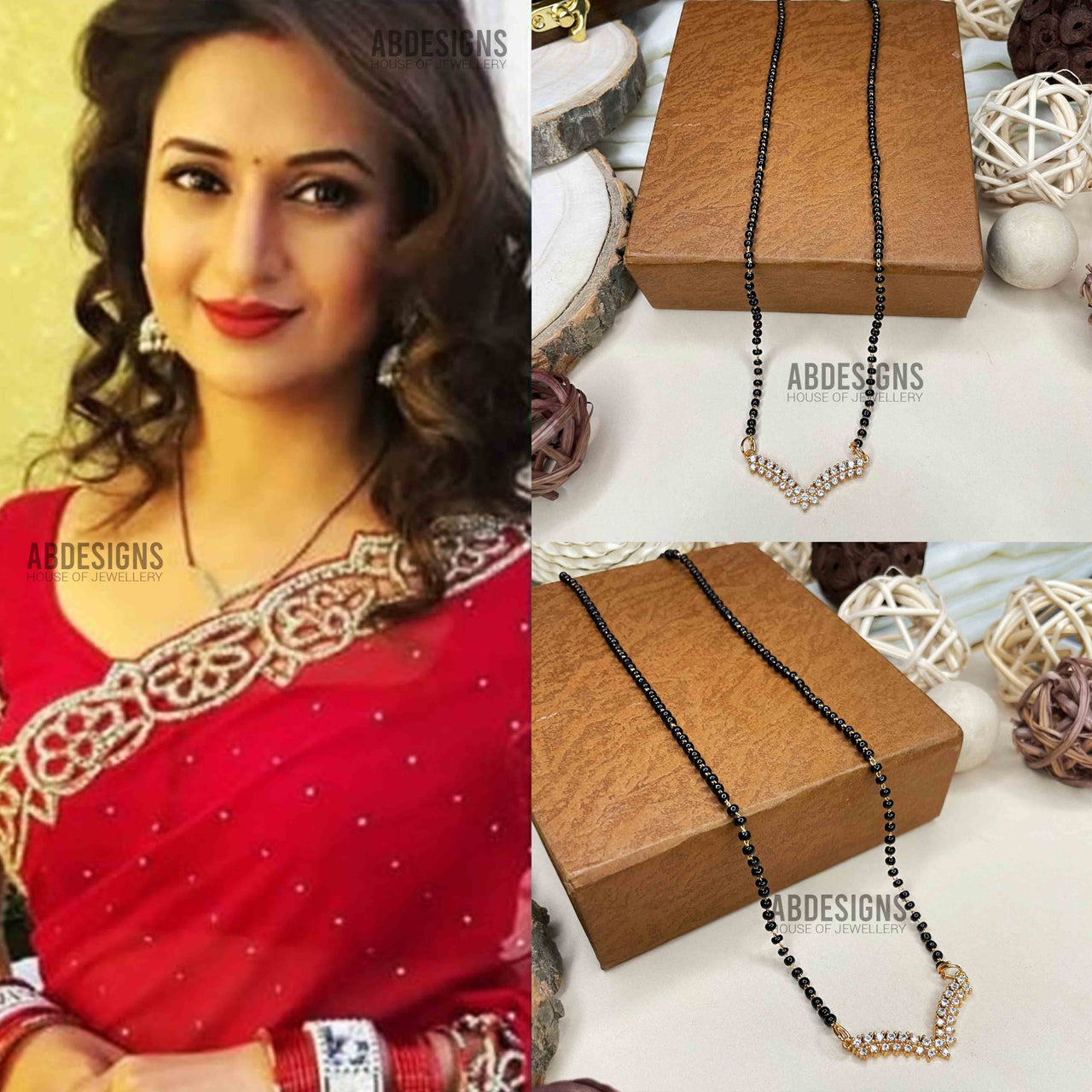 Divyanka Tripathi Wedding Inspired Premium Gold AD Stone Mangalsutra - Abdesignsjewellery