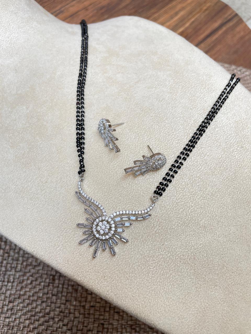 Alice Christy Alluring Silver Plated Choki Diamond Mangalsutra - Abdesignsjewellery