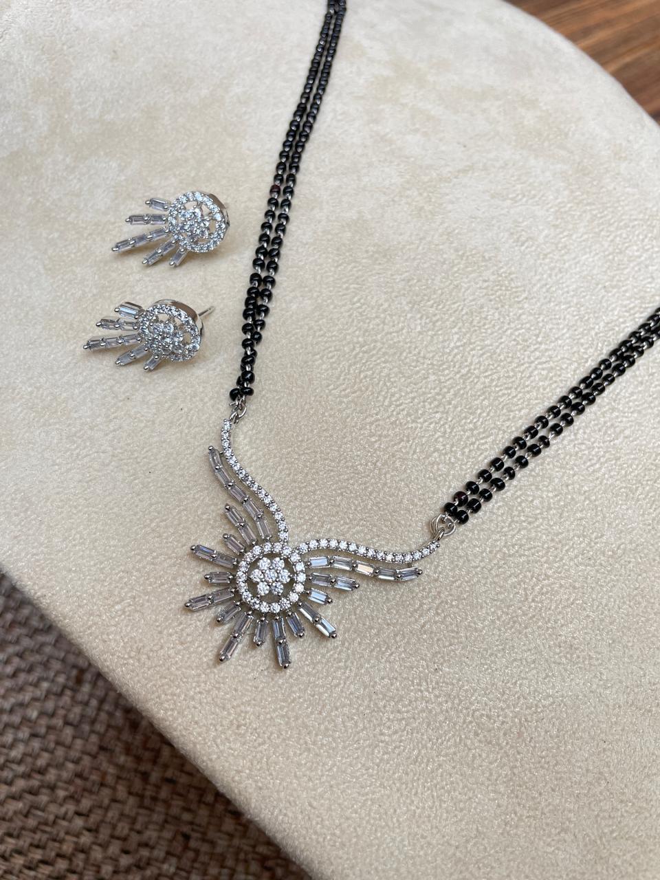 Alice Christy Alluring Silver Plated Choki Diamond Mangalsutra - Abdesignsjewellery