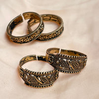 Thumbnail for Beautiful Gold Oxidised Toe Rings Combo - Abdesignsjewellery