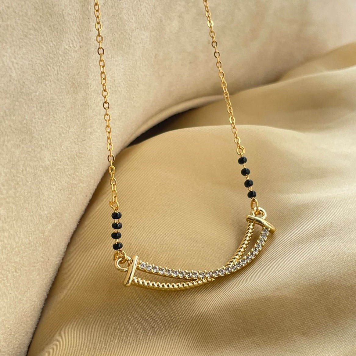 Gold Plated Infinity Diamond Mangalsutra - Abdesignsjewellery