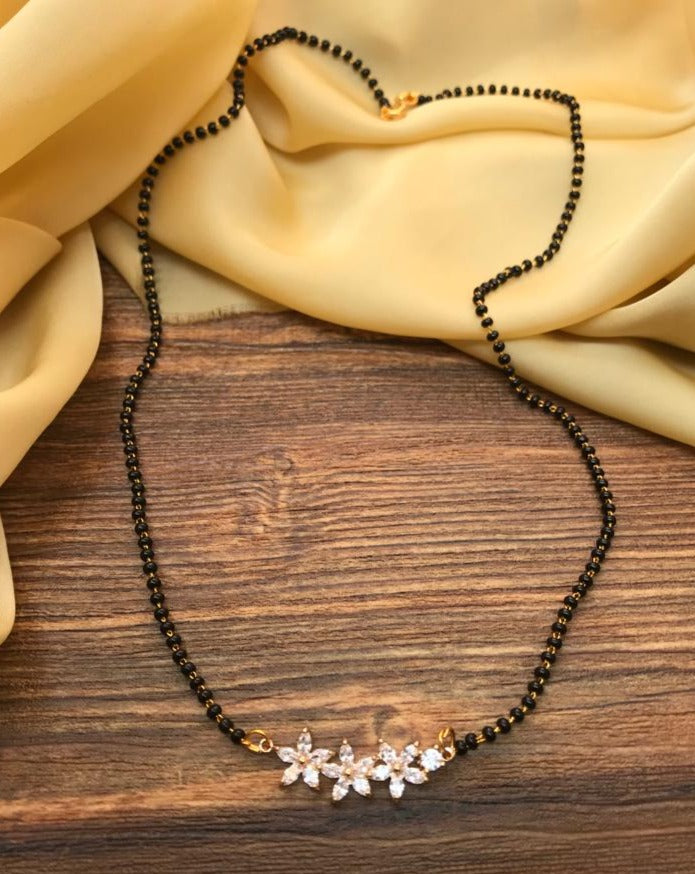 Elegant Rose Gold Flower Mangalsutra - Abdesignsjewellery