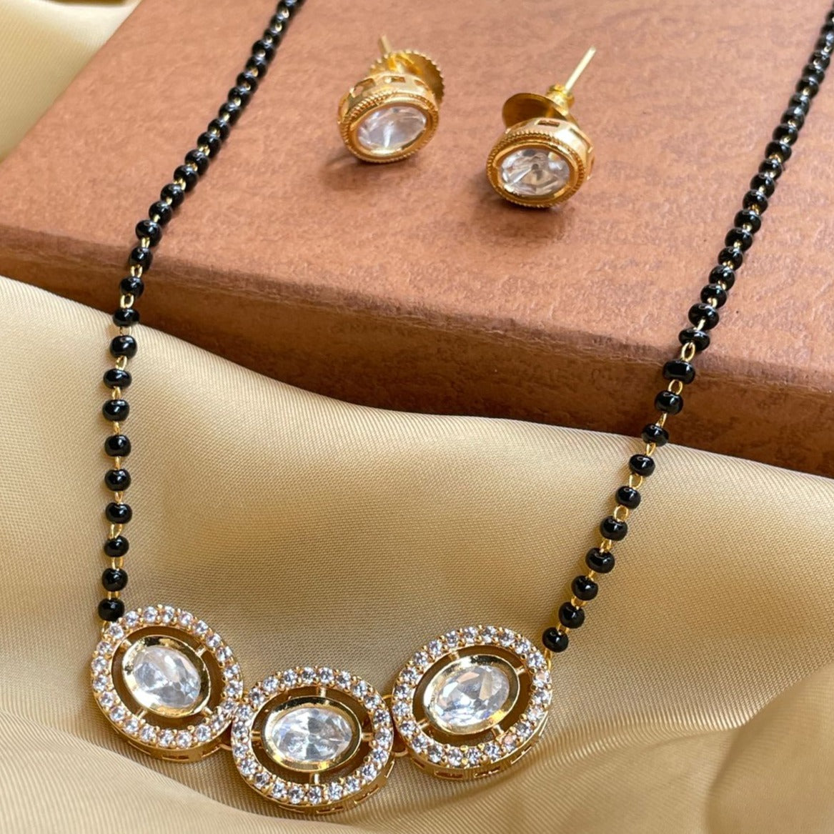 Round Diamond Mangalsutra & Earrings