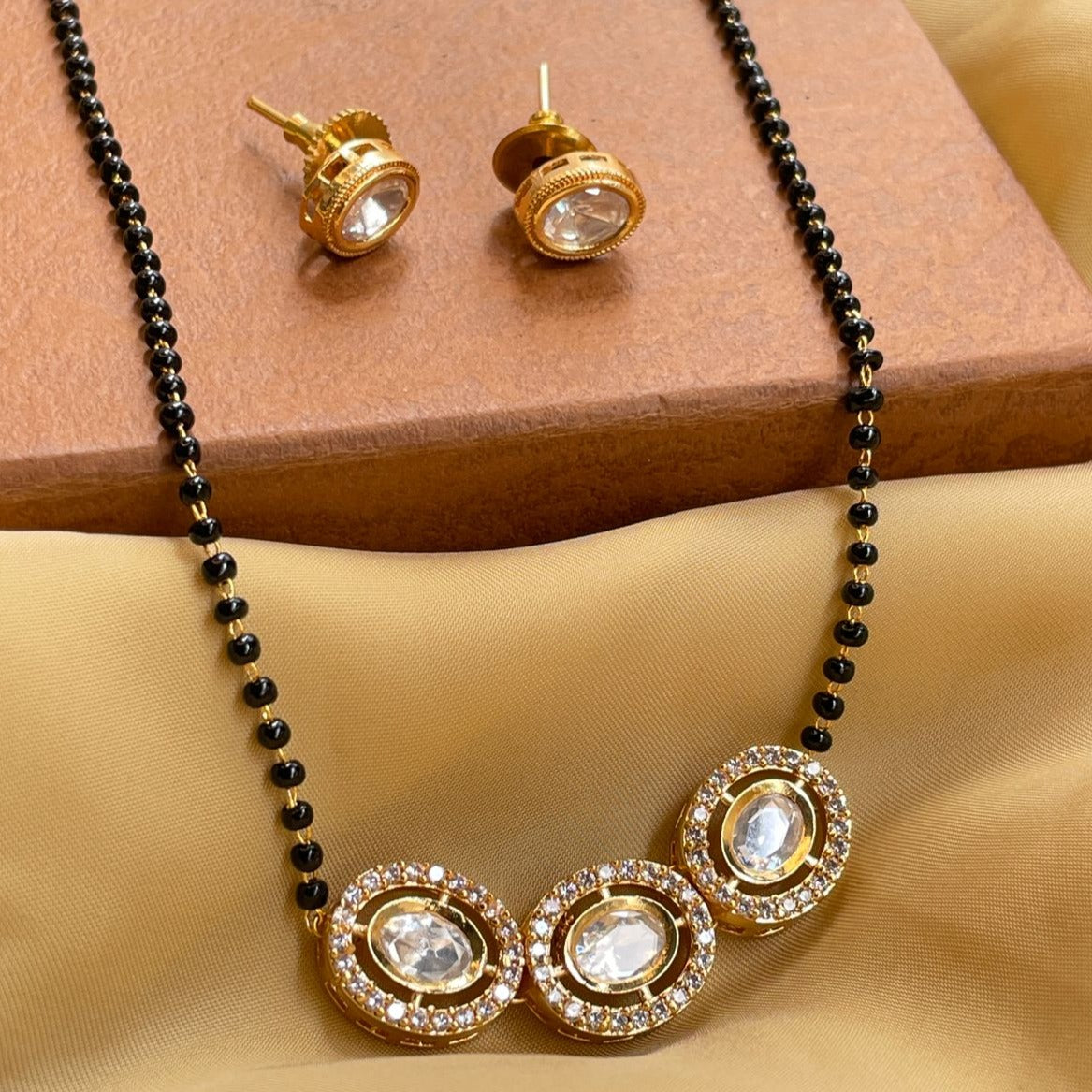 Round Diamond Mangalsutra & Earrings