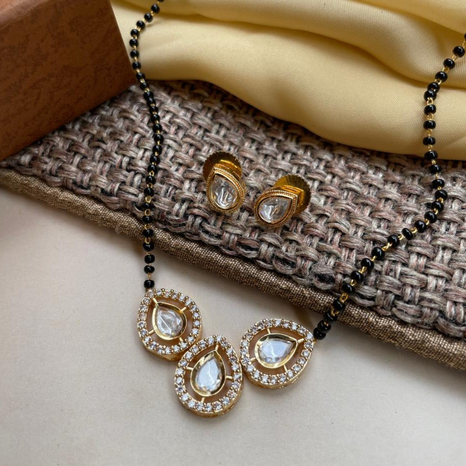 Unique Triple Drop Mangalsutra & Earrings