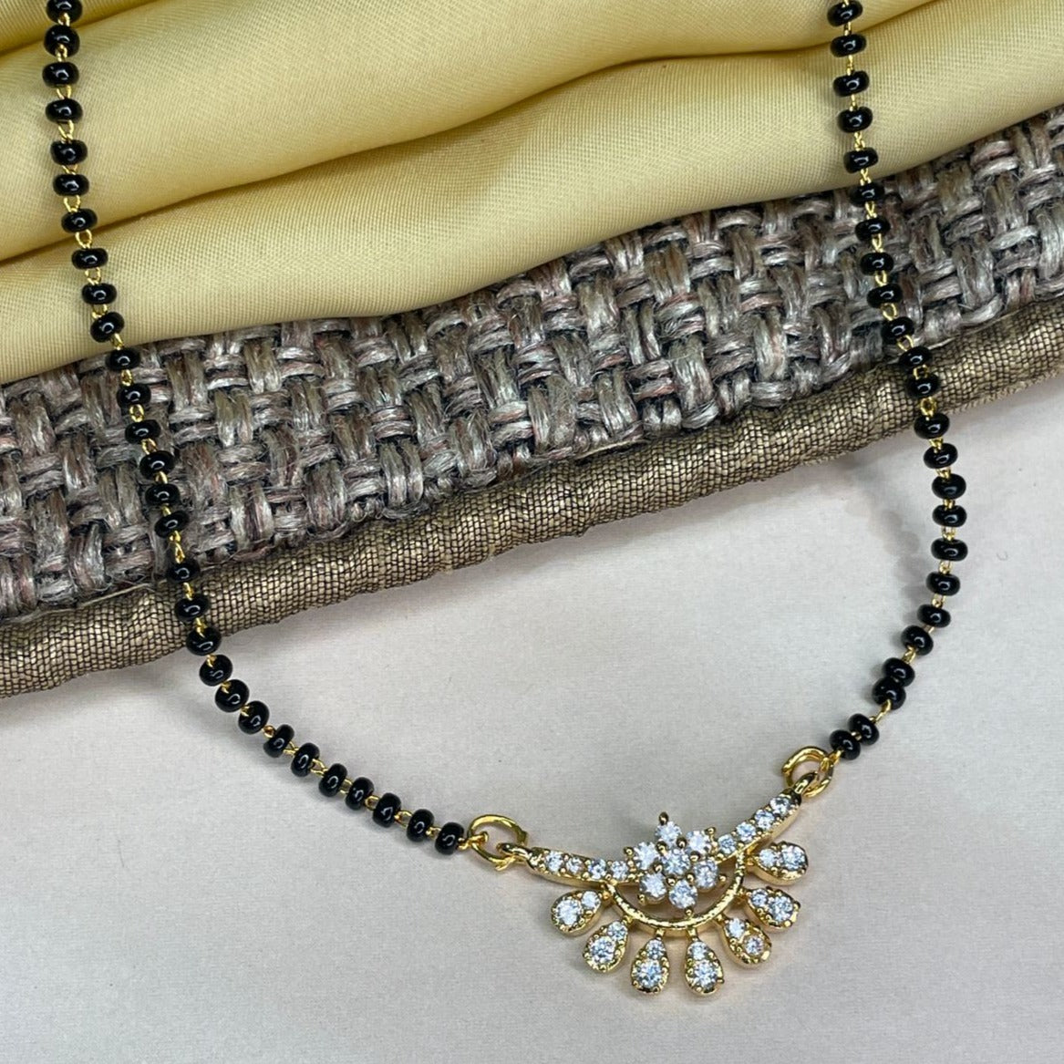 Gold Plated Floral Shimmering Mangalsutra - Abdesignsjewellery