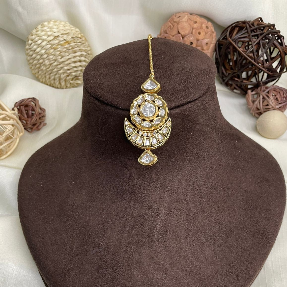 Elite Gold Plated Royal Polki MaangTikka - Abdesignsjewellery