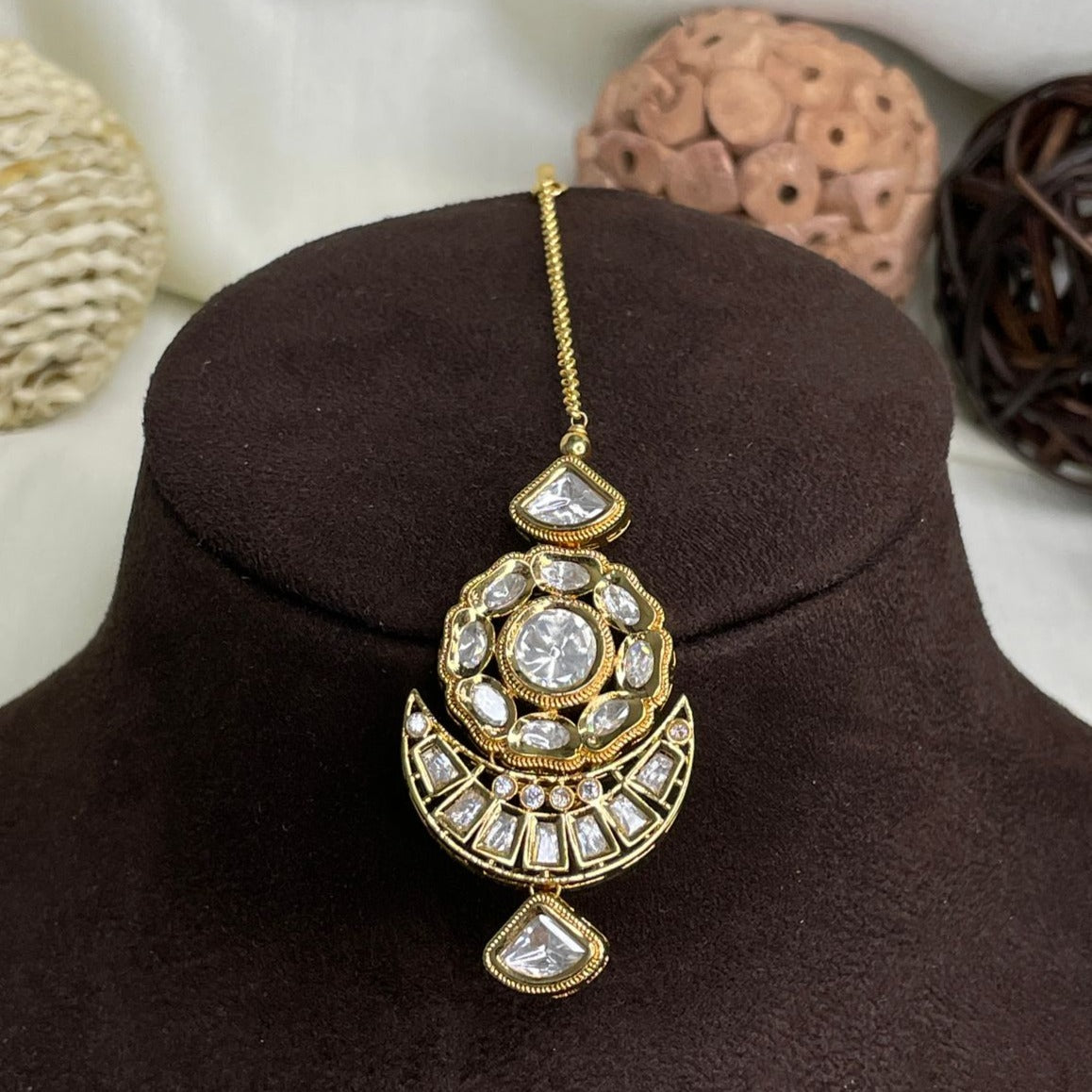 Elite Gold Plated Royal Polki MaangTikka - Abdesignsjewellery