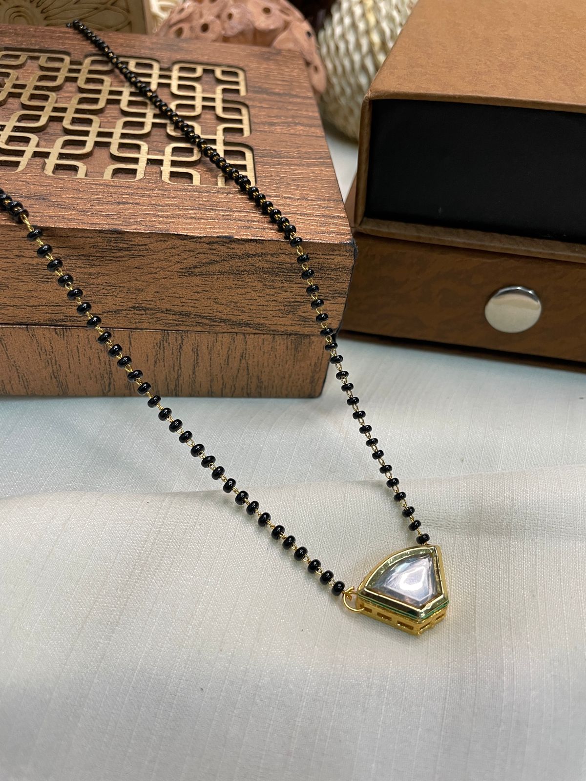 Traditional Rhombus Polki Mangalsutra