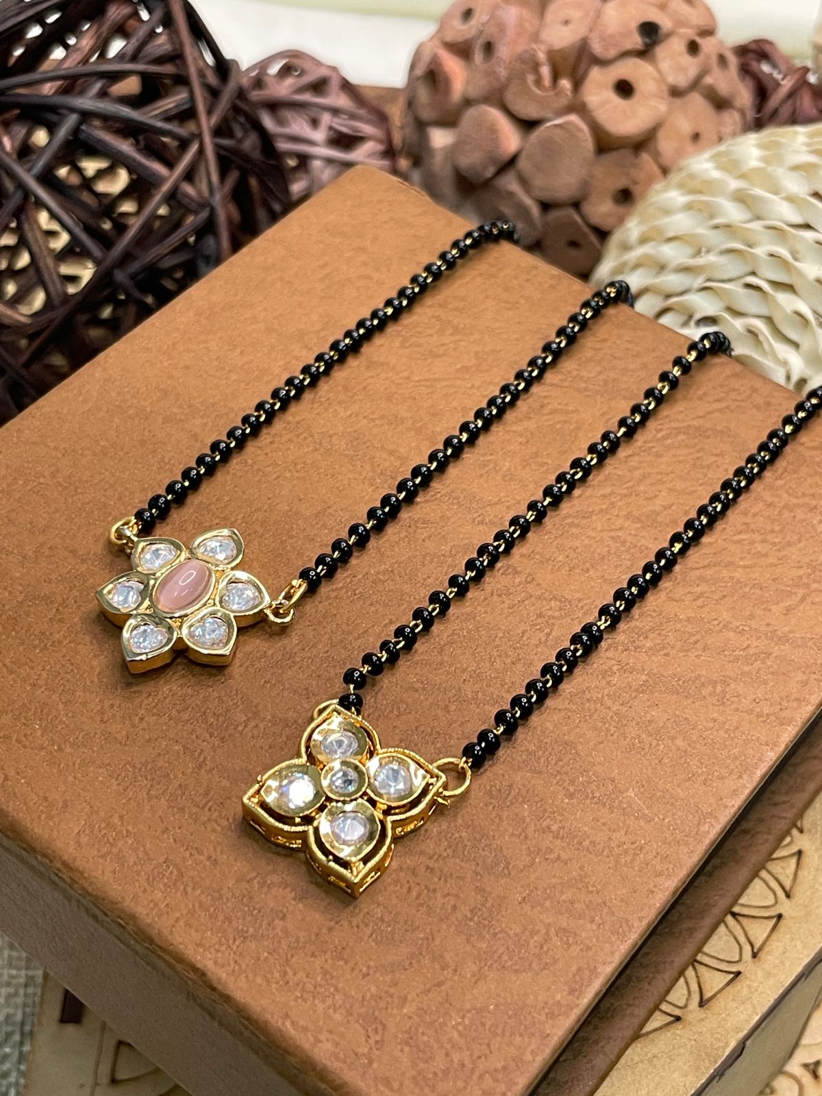 Dailywear Flower Polki Mangalsutra Combo - Abdesignsjewellery