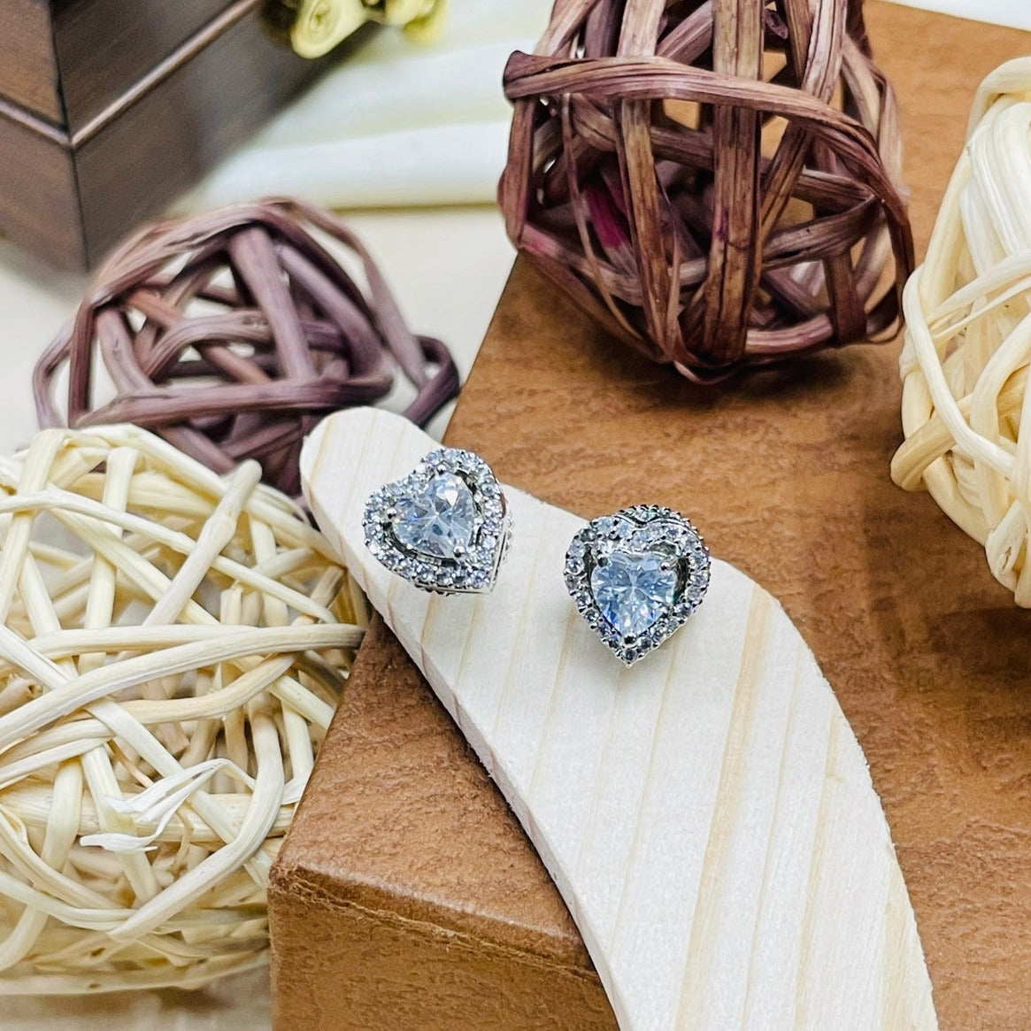 Exclusive Heart Shape Cz Diamond Studs - Abdesignsjewellery