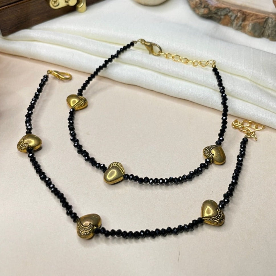 Beautiful Heart Shape Crystal Bead Anklet - Abdesignsjewellery