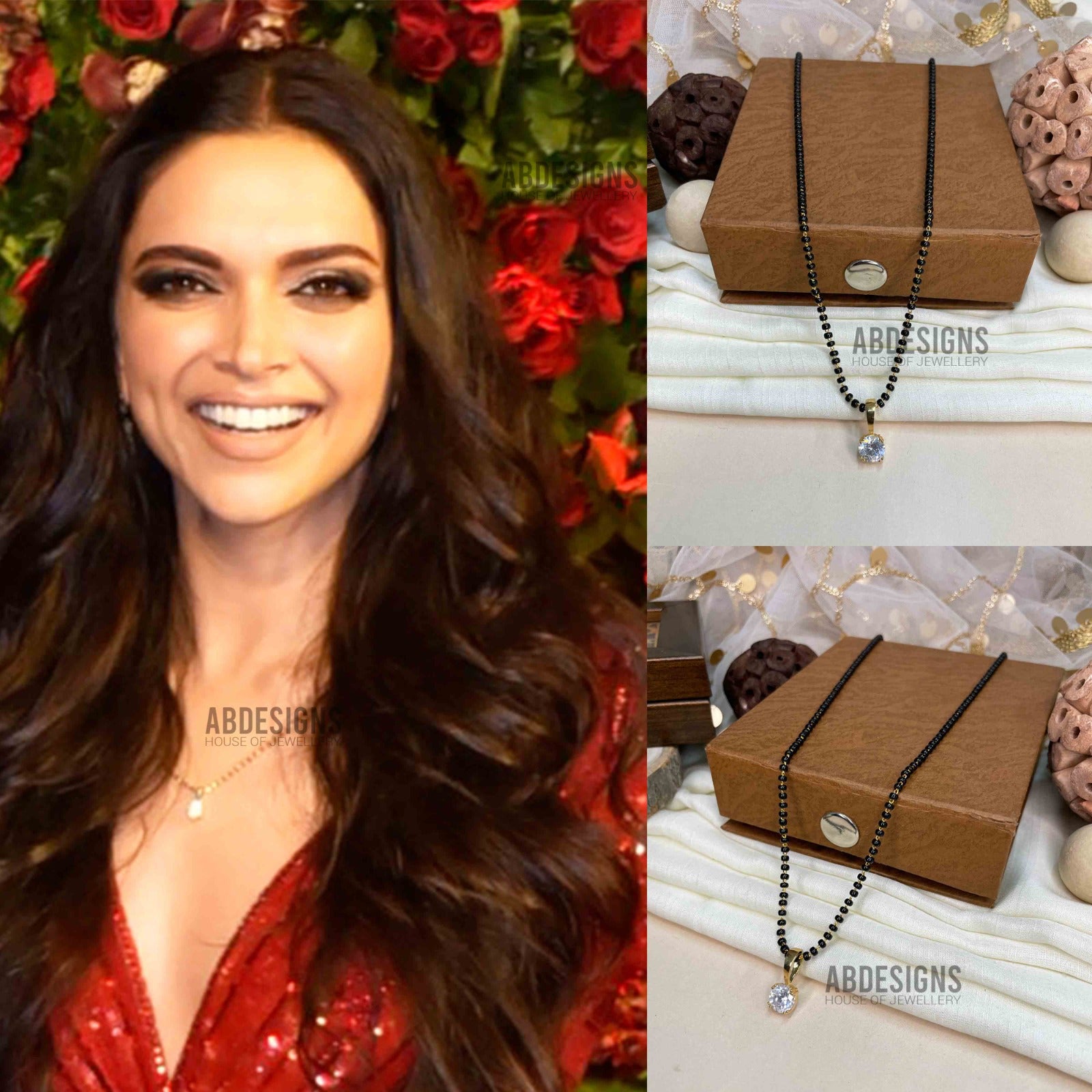 Deepika Padukone Wedding Insprired Golden Solitaire Mangalsutra