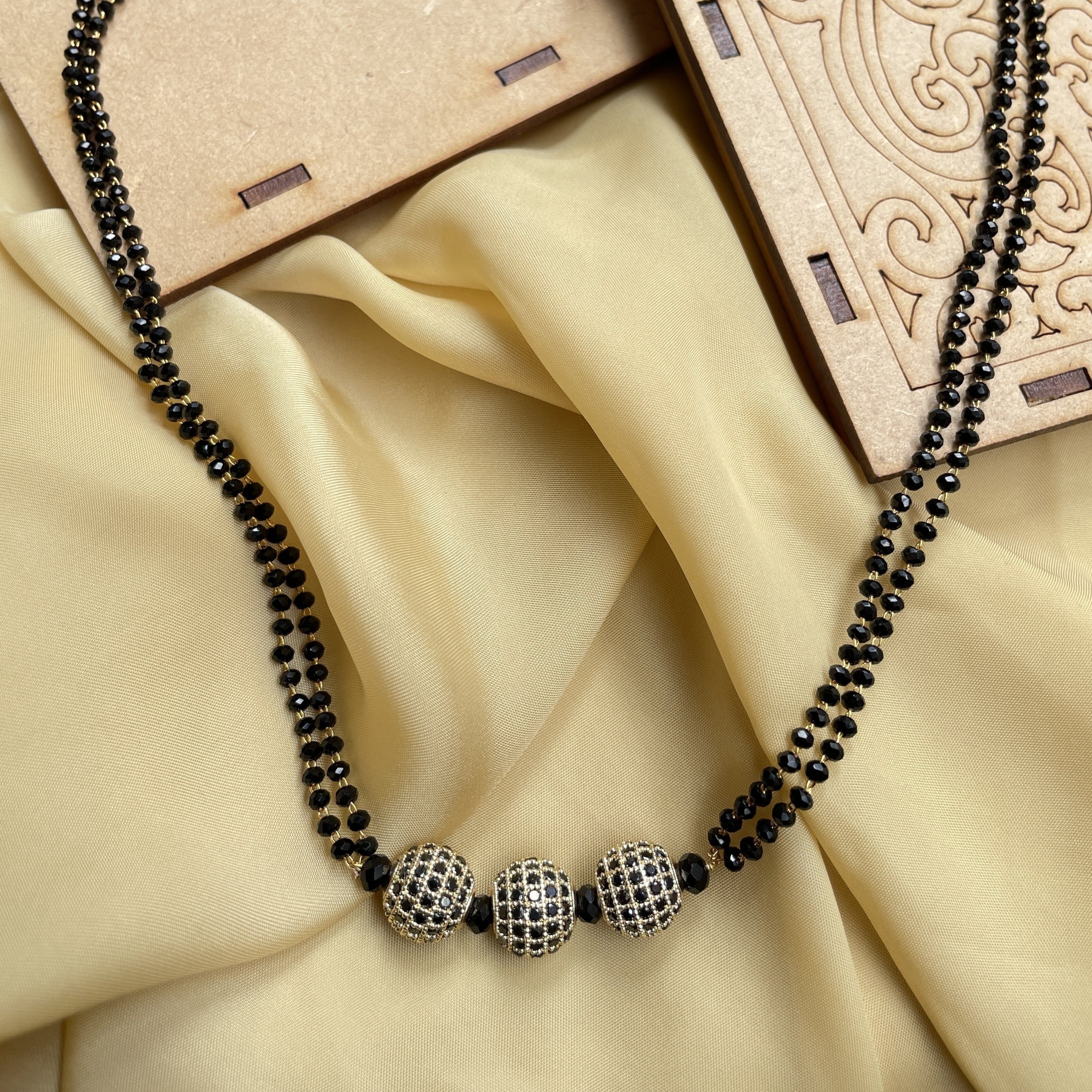 Three Black Ball Diamond Mangalsutra -Buy Latest Mangalsutra