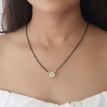 Single stone mangalsutra solitaire look designs 2025 — gold and silver — Abdesigns Jewellery
