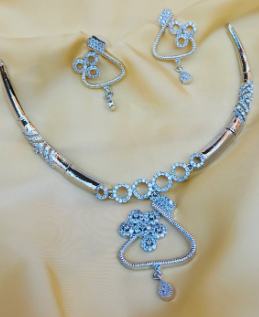 Silver Stone Diamond Necklace Designs | Abdesigns Shop Jewellery Online 2022 - Abdesigns Jewellery Purchase Jewellery Online - Buy Indian Designer Jewellery Online