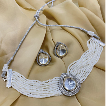 Silver Polki Necklace Set - Indian Jewellery Designs 2022